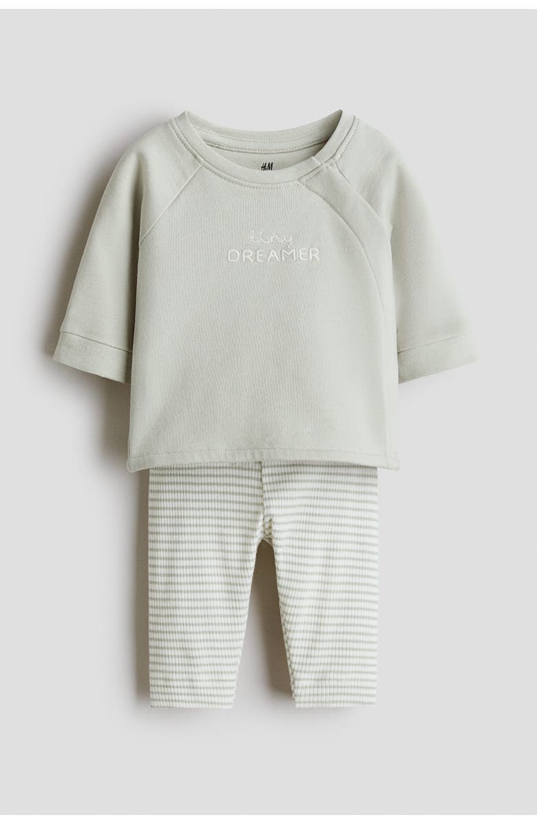 H&M 2-piece cotton set, Main, color, Light Green/Tiny Dreamer