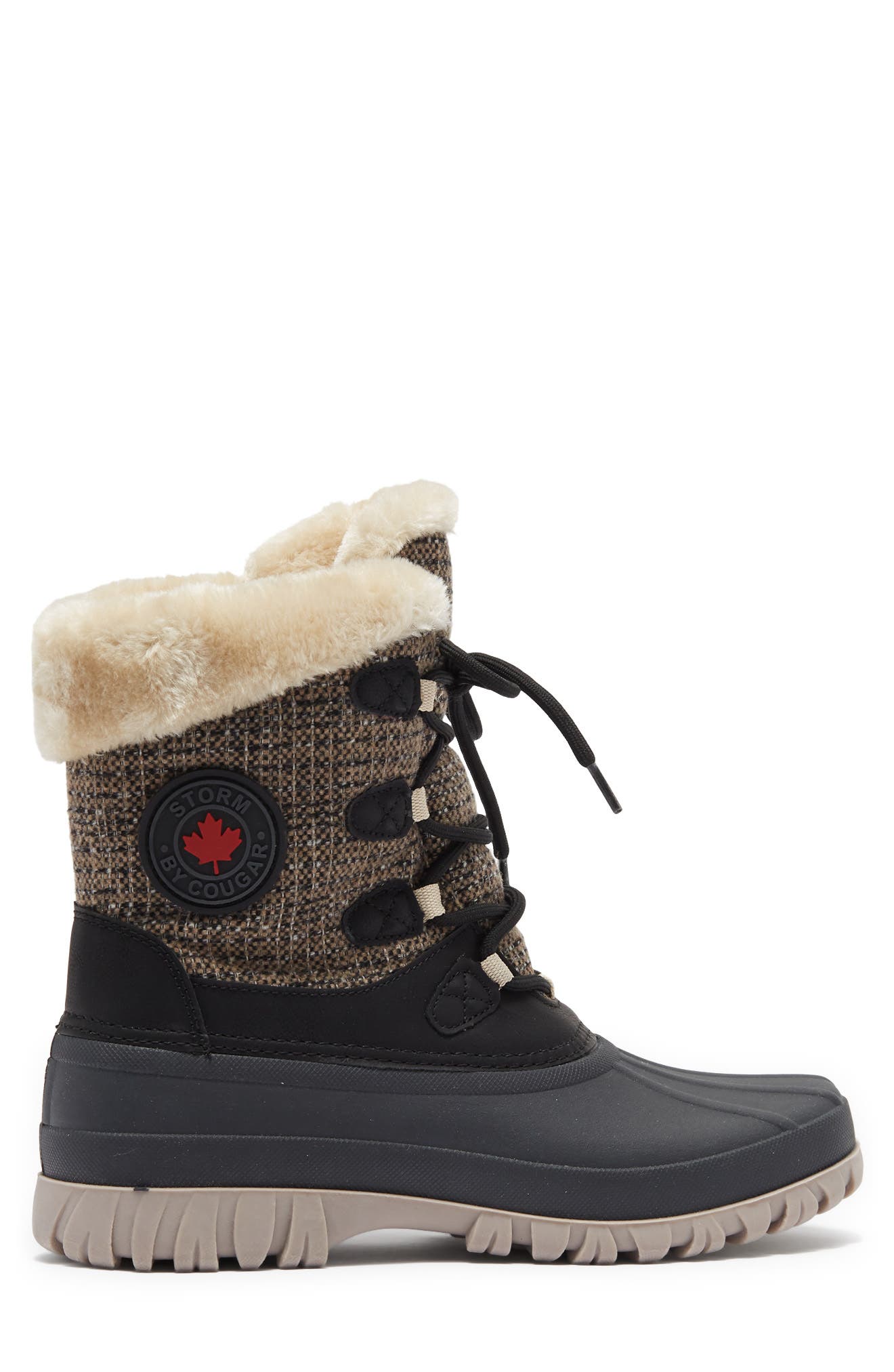 Cougar Cabin Faux Fur Cuff Waterproof Winter Boot, Alternate, color, 