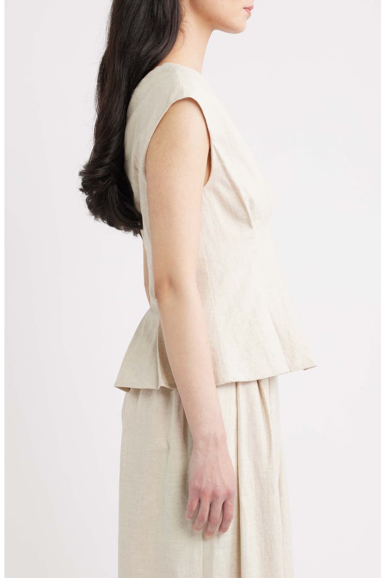 Nova Pleated Cap Sleeve Cotton & Linen Top, Alternate, color, NATURAL
