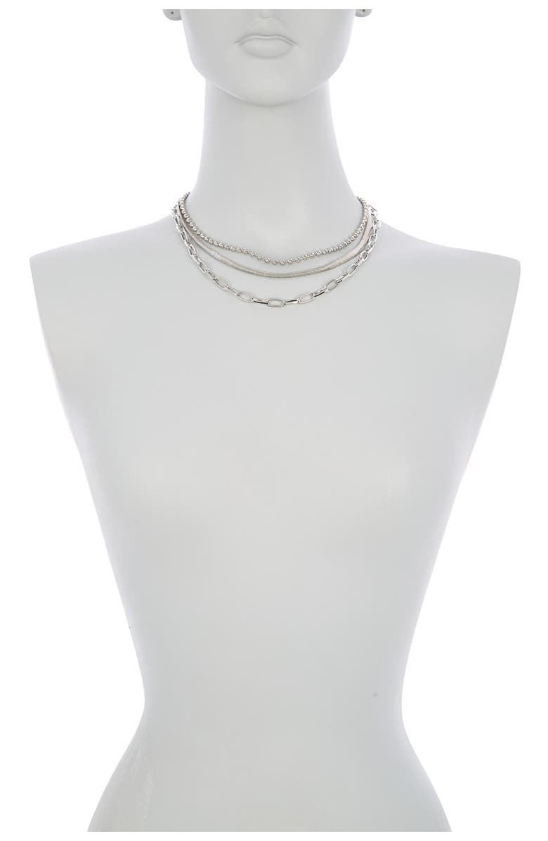 NORDSTROM RACK Assorted Layered Chain Necklace, Alternate, color, Rhodium