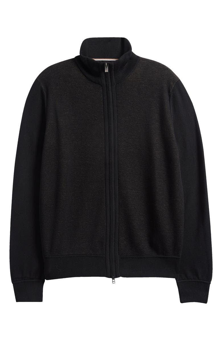 BOSS Illarione Mixed Media Jacket, Main, color, Black