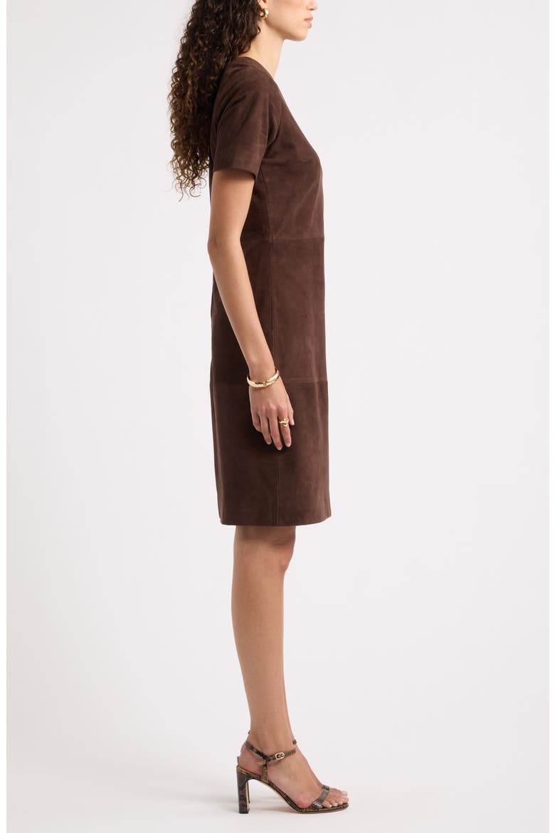 Short Sleeve Suede Dress, Alternate, color, BROWN COFFEE