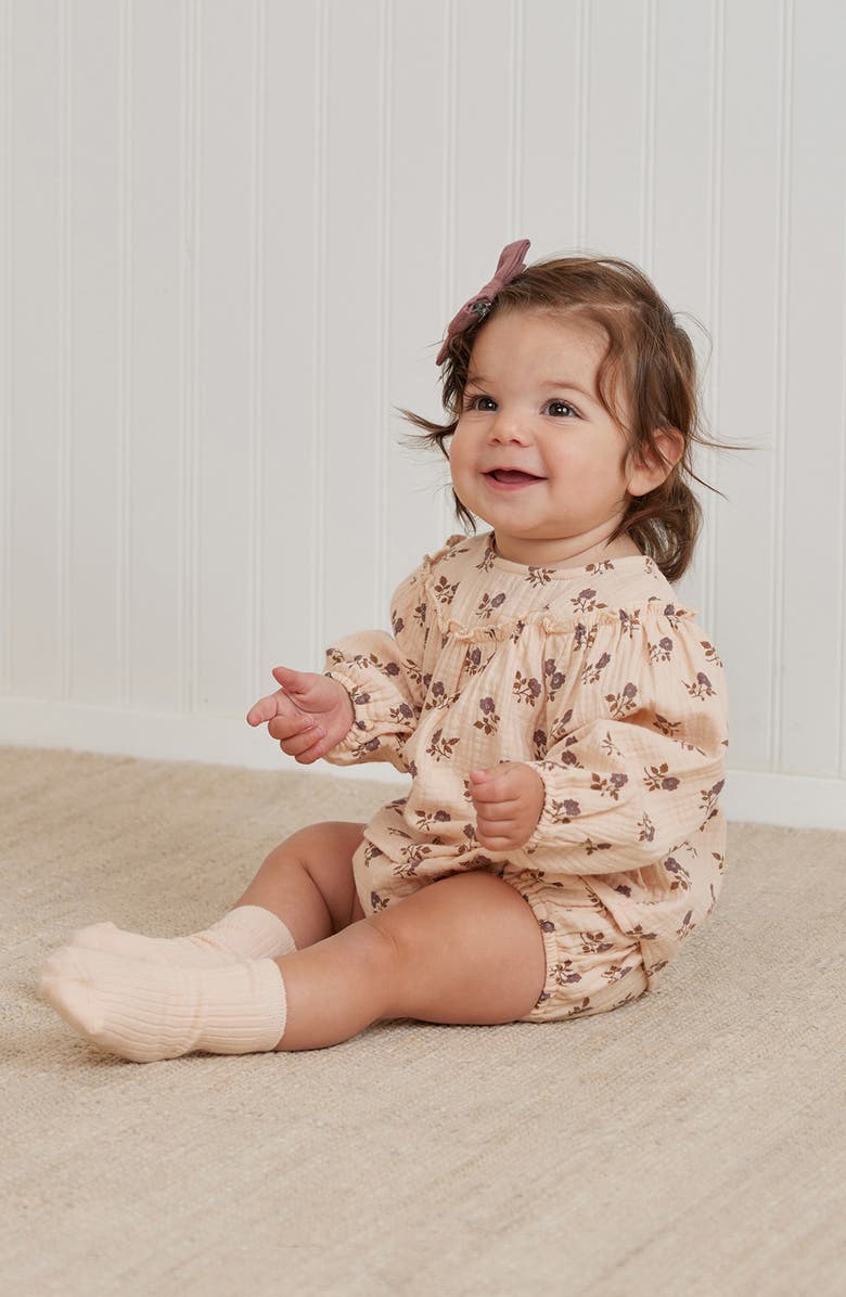 QUINCY MAE Floral Balloon Sleeve Organic Cotton Top & Bloomers Set, Alternate, color,