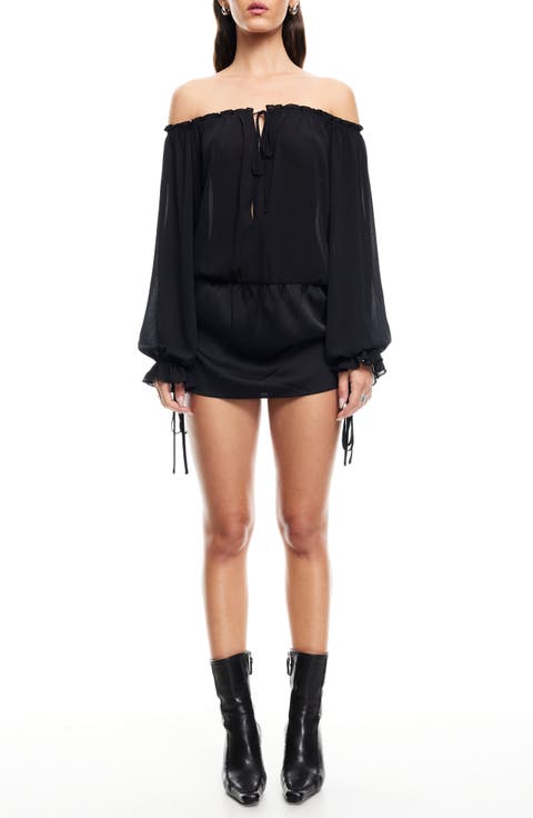 Sevigny Off the Shoulder Long Sleeve Minidress