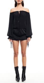 LIONESS Sevigny Off the Shoulder Long Sleeve Minidress