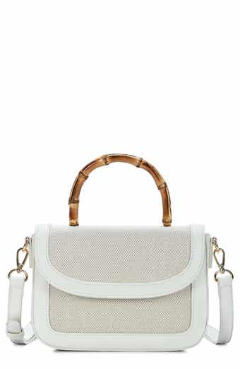 Mini Flap Canvas Bag with Bamboo Handle