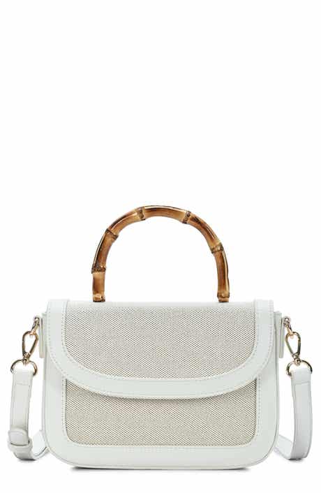 Mini Flap Canvas Bag with Bamboo Handle