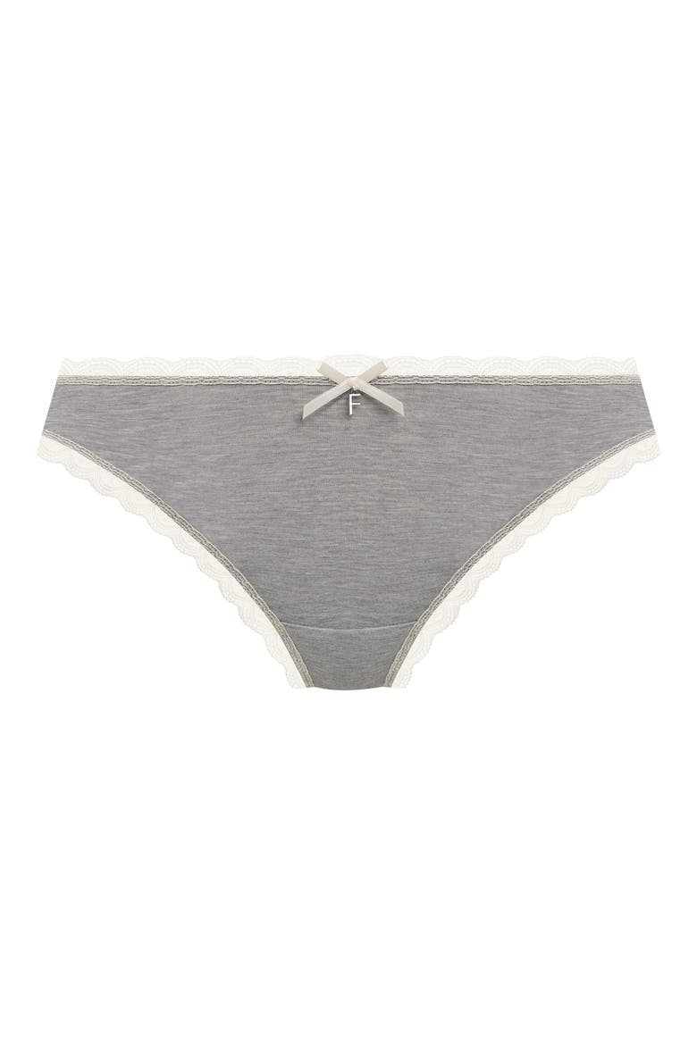 Flirt Lace Trim Briefs, Alternate, color, GREY MARL