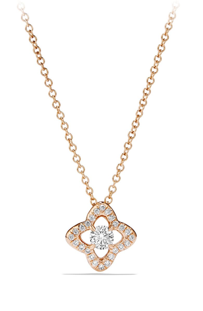 David Yurman 'Venetian Quatrefoil' Necklace with Diamonds in Gold, Main, color, 