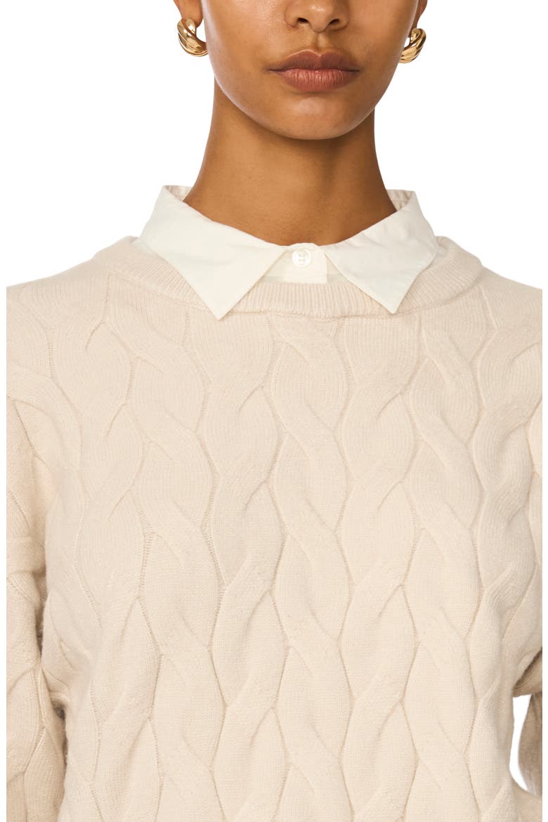 Cable Twofer Sweater, Alternate, color, DUSTY IVORY