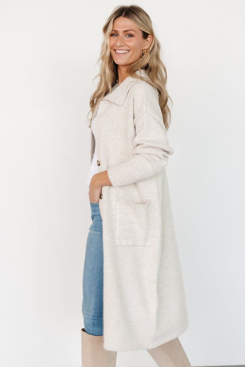 Ontario Long Button Cardigan, Alternate, color, Oatmeal