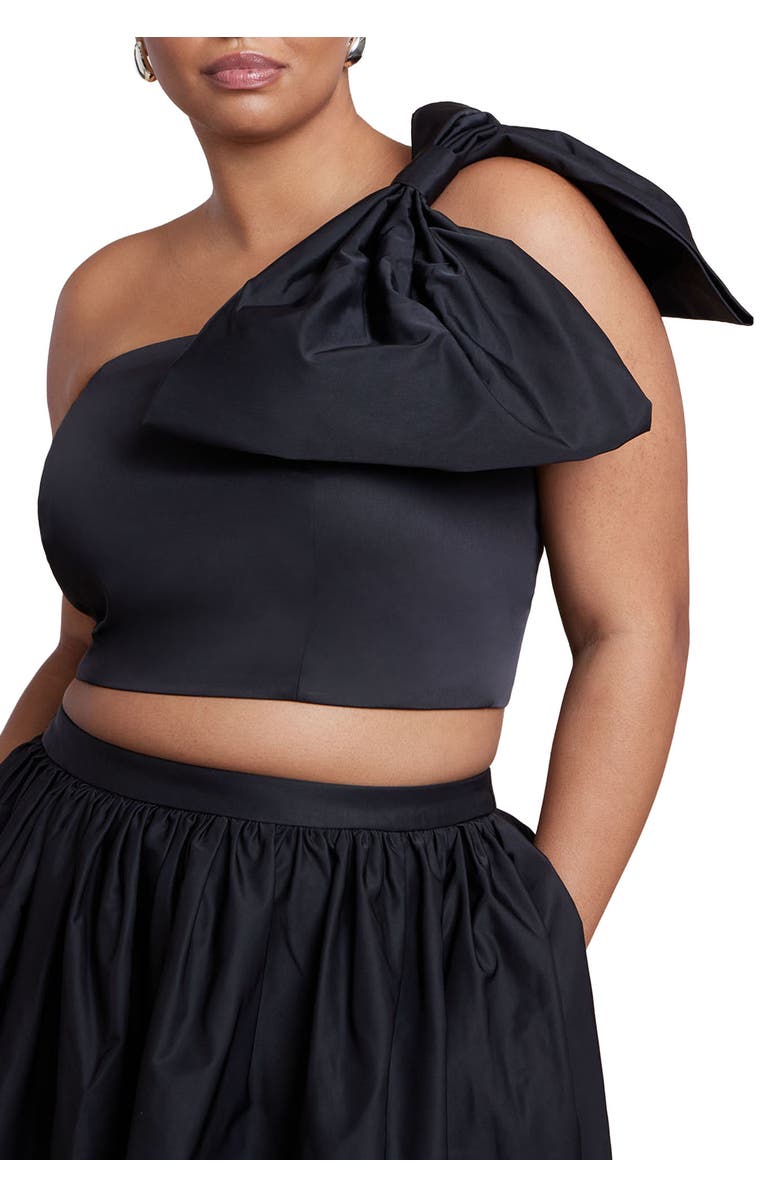 ELOQUII Crop Top With Large Bow, Main, color, Black Onyx