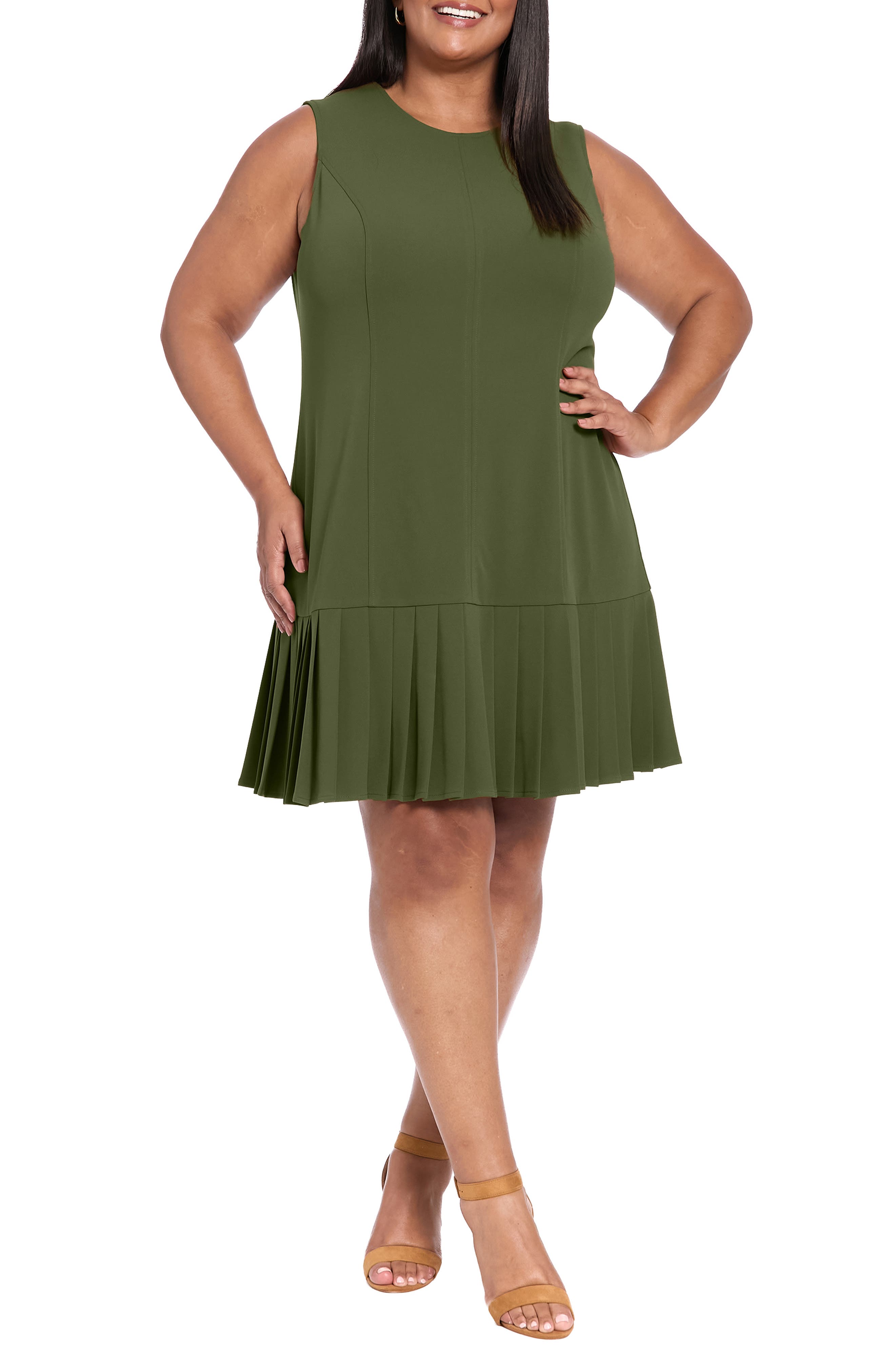 London Times Pleated Sheath Dress