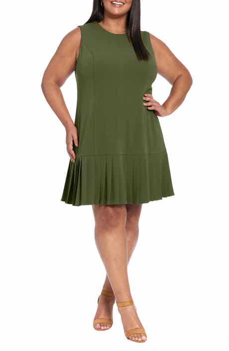 London Times Pleated Sheath Dress