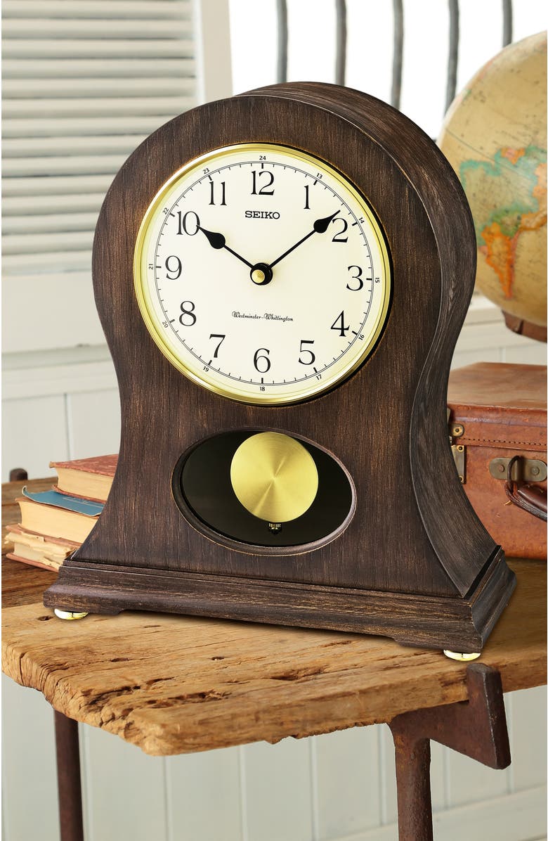 Seiko Tai Dual Chime Mantel Clock, Alternate, color, Brown