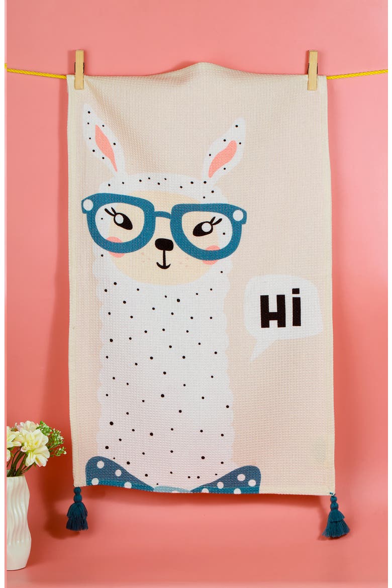 No Drama Llama Set of 3 Kitchen Towels, Alternate, color, PERIWINKLE BLUE