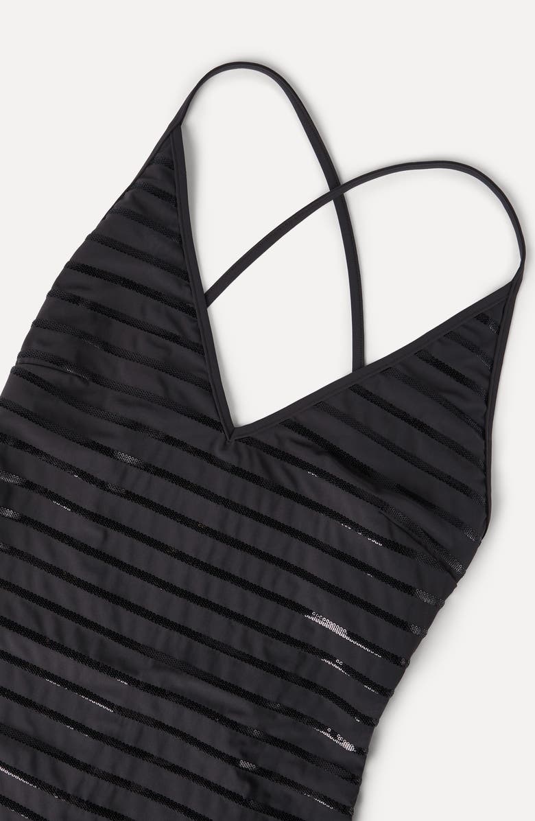 Brunello Cucinelli Dazzling stripes bathing suit, Alternate, color, Lignite Grey