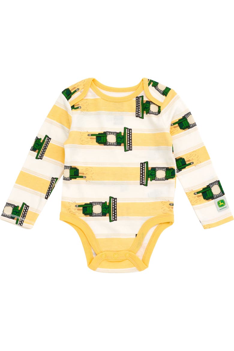 3-Pack Long Sleeve Bodysuits, Alternate, color, Green Yellow Grey