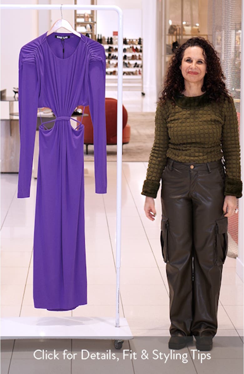 Cutout Waist Long Sleeve Cotton Dress, sales video thumbnail