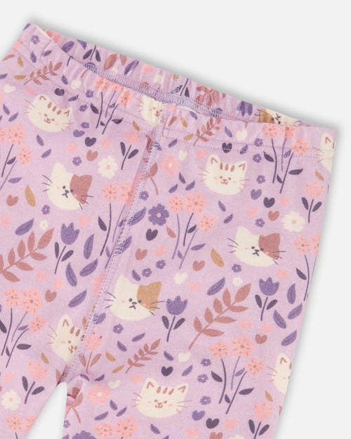 Deux Par Deux Organic Cotton Two-piece Pajamas Cat In Pink