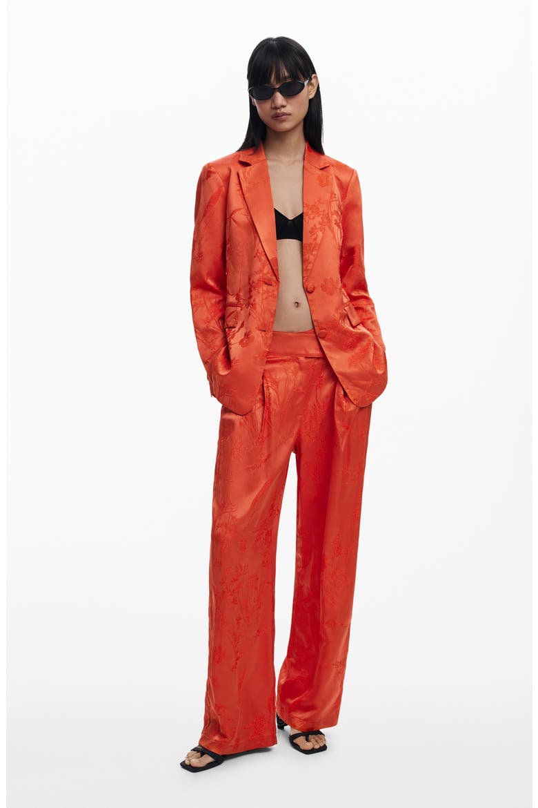 Floral Embroidery Wide Leg Pants, Alternate, color, ORANGE