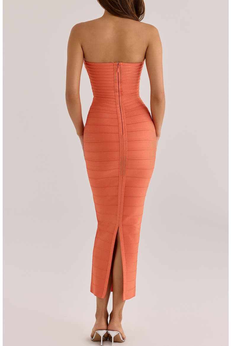 The Sweetheart Strapless Bandage Midi Dress, Alternate, color, CORAL