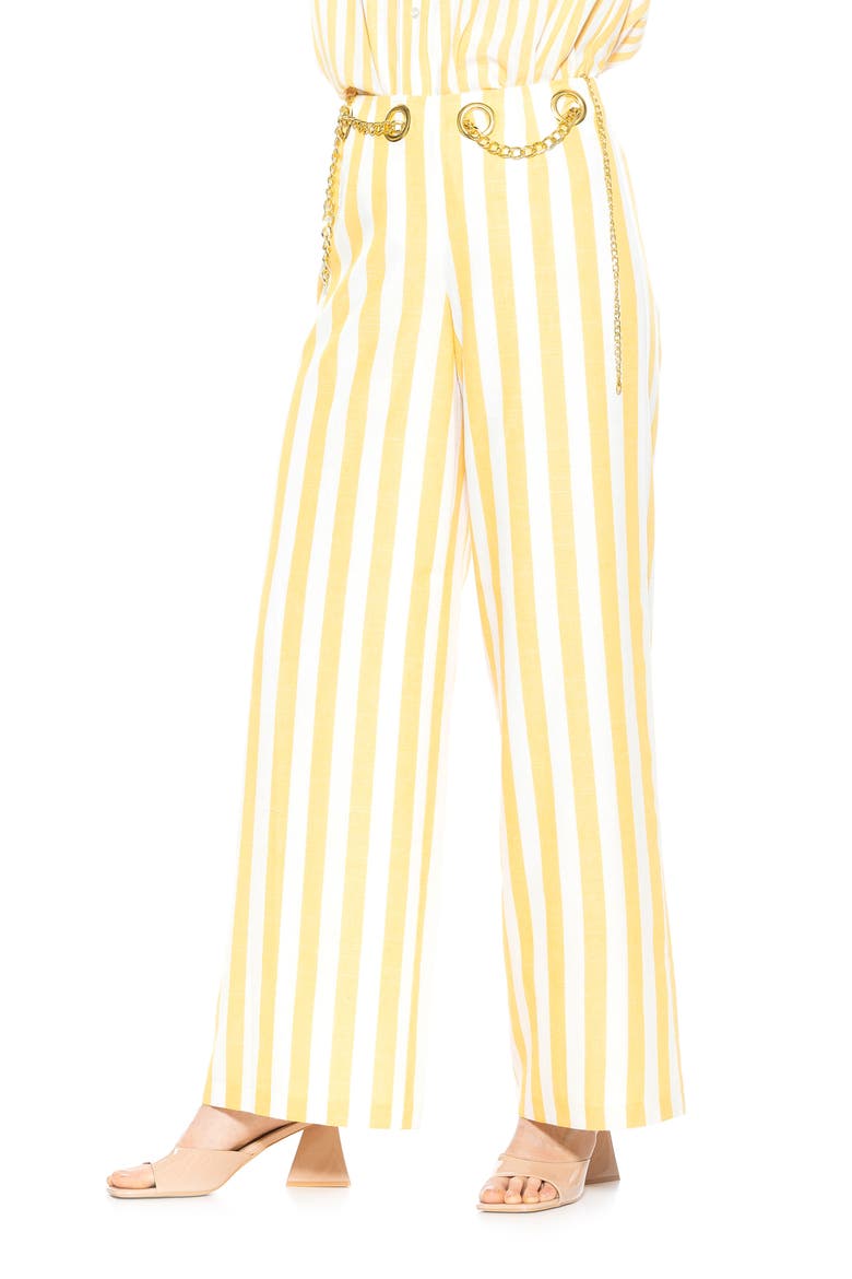 Cassie Stripe Grommet High Waist Wide Leg Pants, Alternate, color, YELLOW STRIPE
