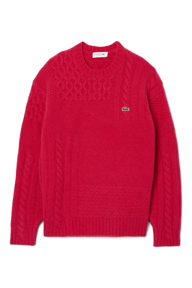 Mixed Texture Wool Blend Crewneck Sweater, Alternate, color, BIGARREAU CHERRY