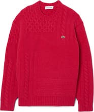 Lacoste Mixed Texture Wool Blend Crewneck Sweater