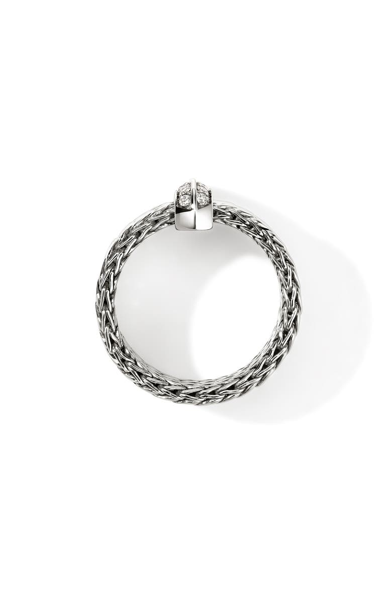 Icon Link Ring with Diamonds, Alternate, color, SILVER