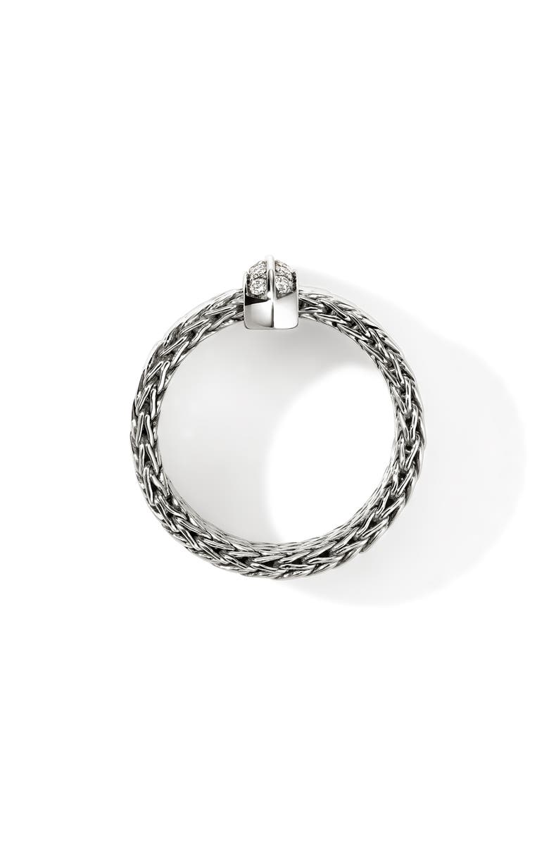 John Hardy Icon Link Ring with Diamonds, Alternate, color, Silver