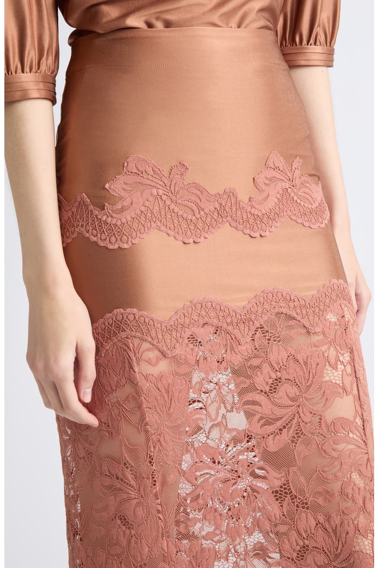 Lace Detail Maxi Skirt, Alternate, color, NEW CARAMEL