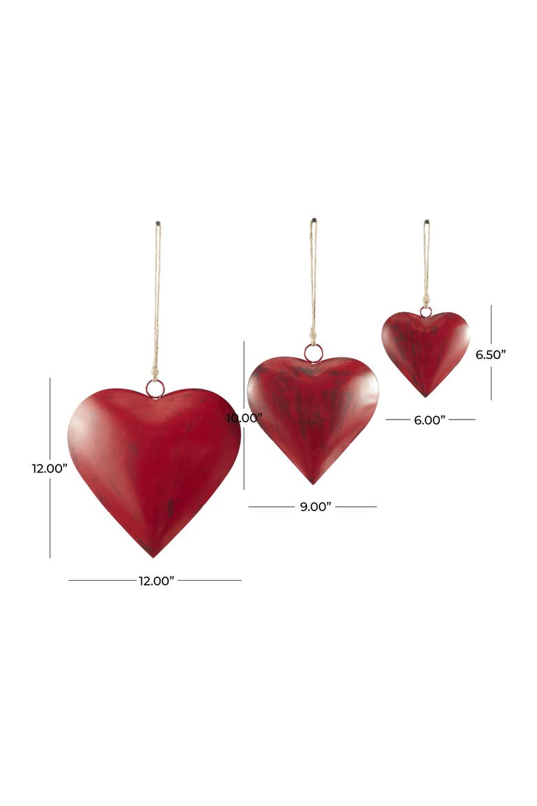 Eclectic Heart Set of 3 Meditation Bells, Alternate, color, RED