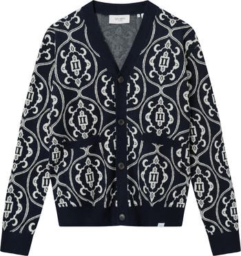 Les Deux Ornament Intarsia Cardigan | Nordstrom