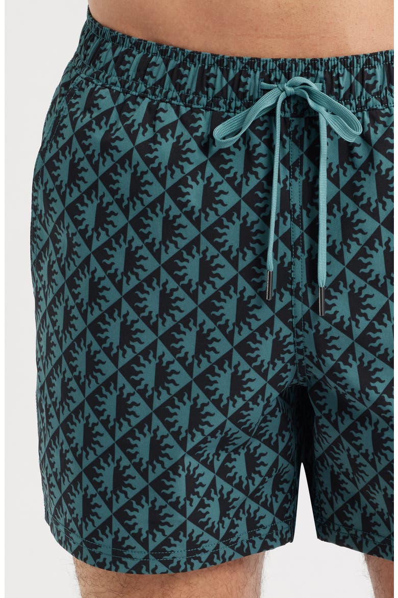 The Bungalow Sun Print Water Repellent Swim Trunks, Alternate, color, SEAPINE SUNS