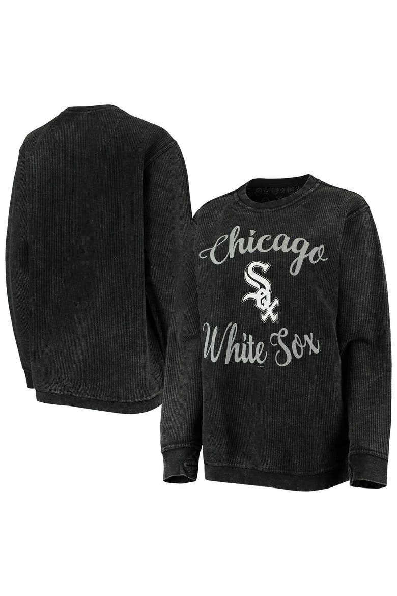 Women's G-III 4Her by Carl Banks Black Chicago White Sox Script Comfy Cord Pullover Sweatshirt, Alternate, color, Black