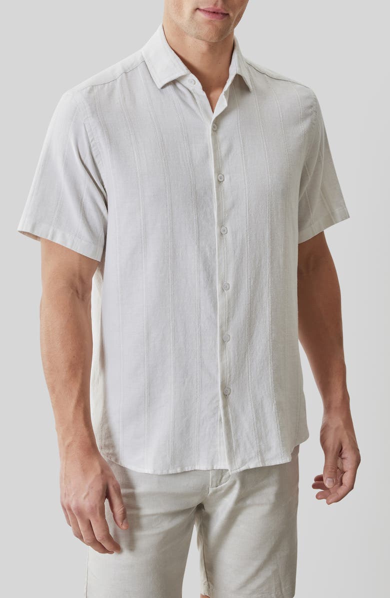 Robert Barakett Satoru Short Sleeve Button-Up Shirt, Main, color, String