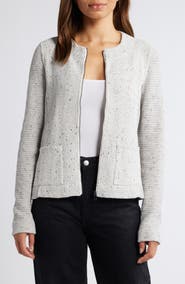 NIC+ZOE Mix Zip Front Knit Jacket