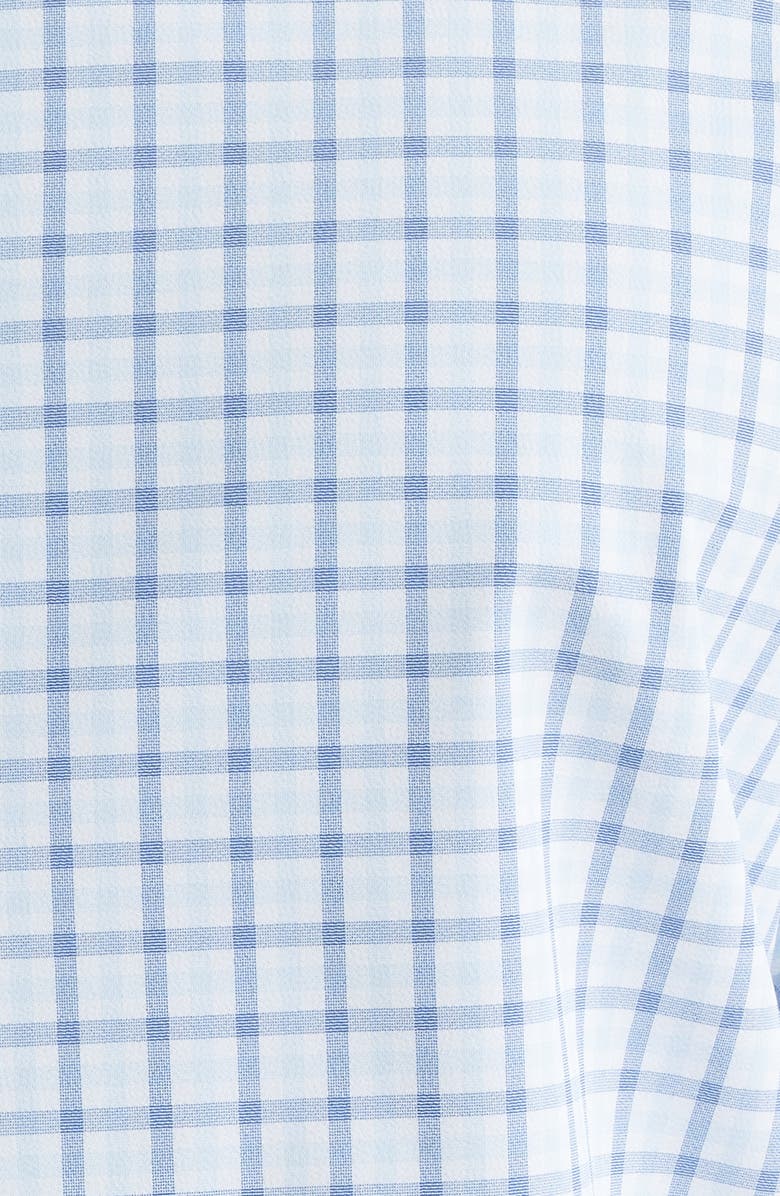 Mizzen+Main Leeward Trim Fit Plaid Performance Button-Up Shirt, Alternate, color, Cloud Blue Miles Plaid
