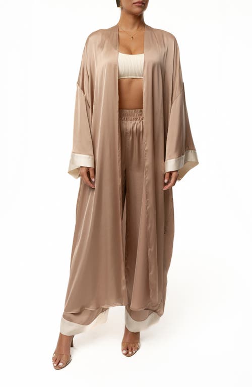 Jluxlabel Nola Satin Maxi Duster In Brown