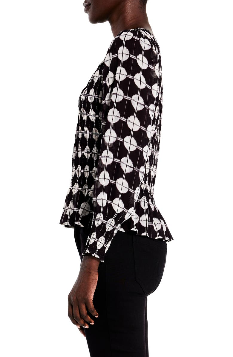 NIC+ZOE Dot Smocked Chiffon Top, Alternate, color, Black Multi