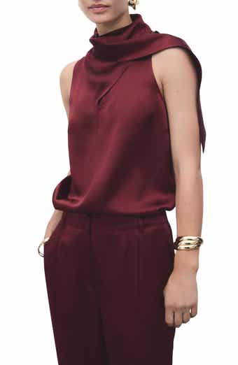MANGO Satin Scarf Sleeveless Top