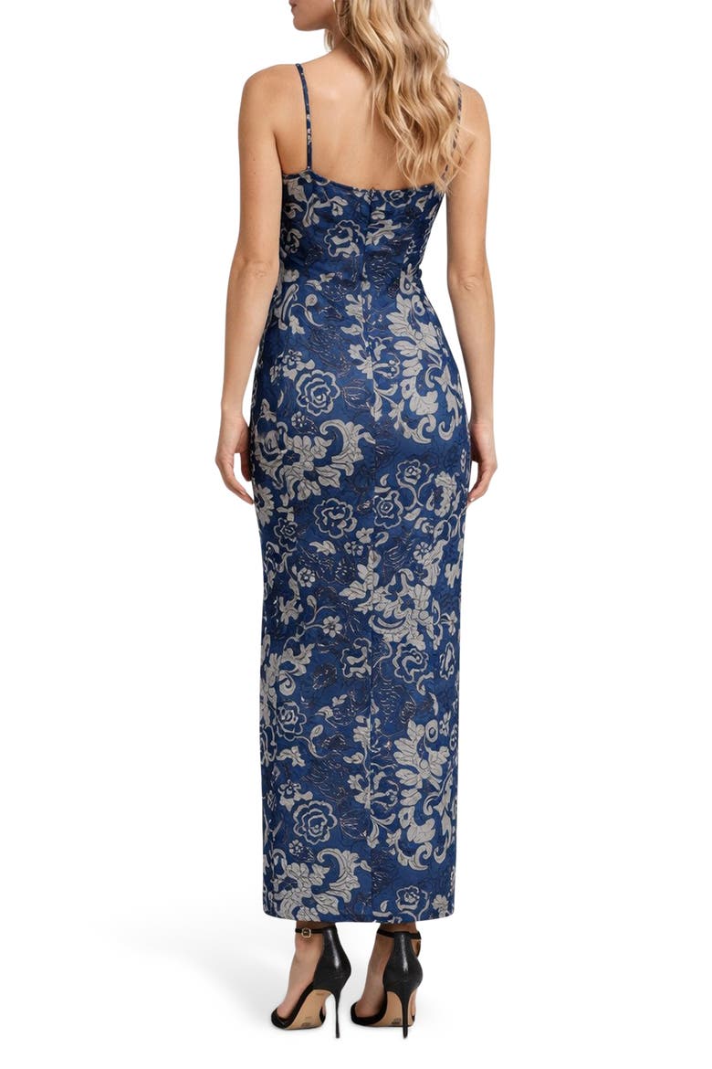 Floral Scoop Neck Maxi Dress, Alternate, color, NAVY