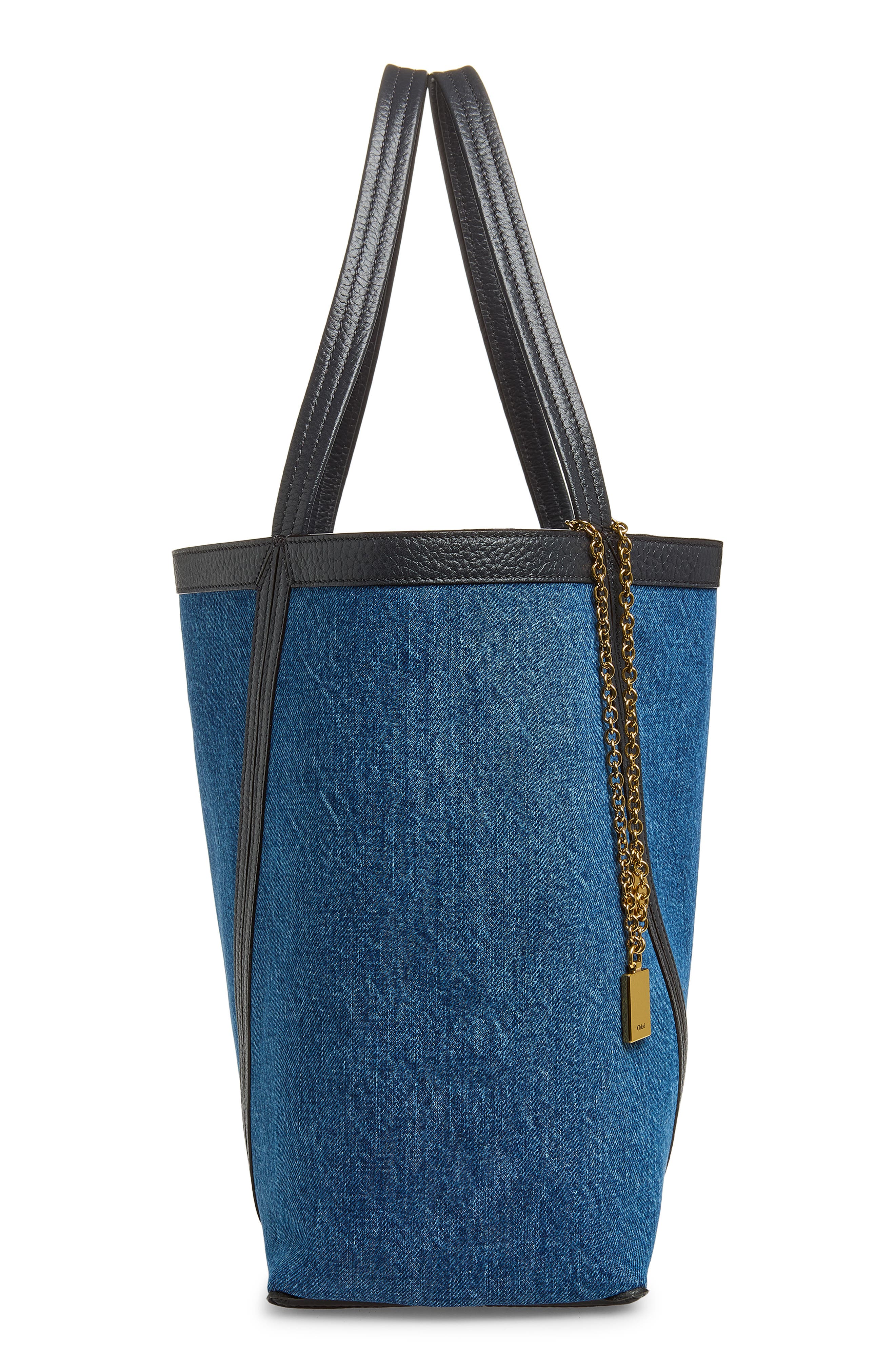 Chloé Denim Spin Tote, Alternate, color, Ashes Blue