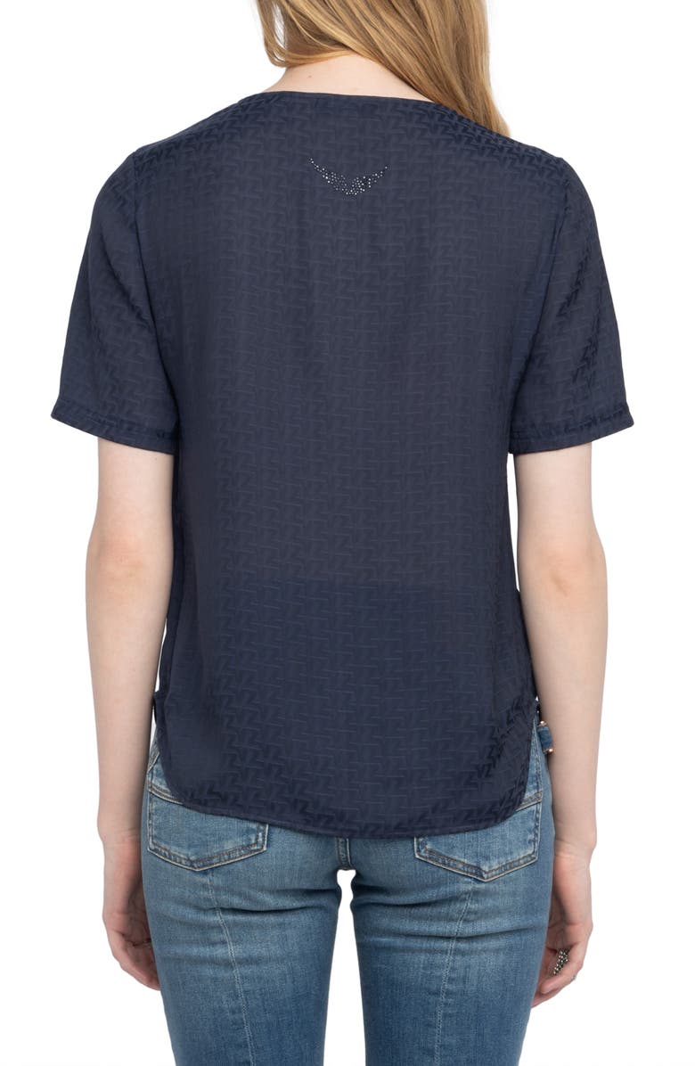 Zadig & Voltaire Terzo Lace-Up Satin Top, Alternate, color, 