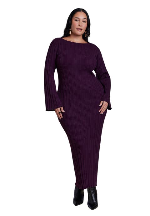 Lettuce Hem Ribbed Sweater Maxi Dress (plus)