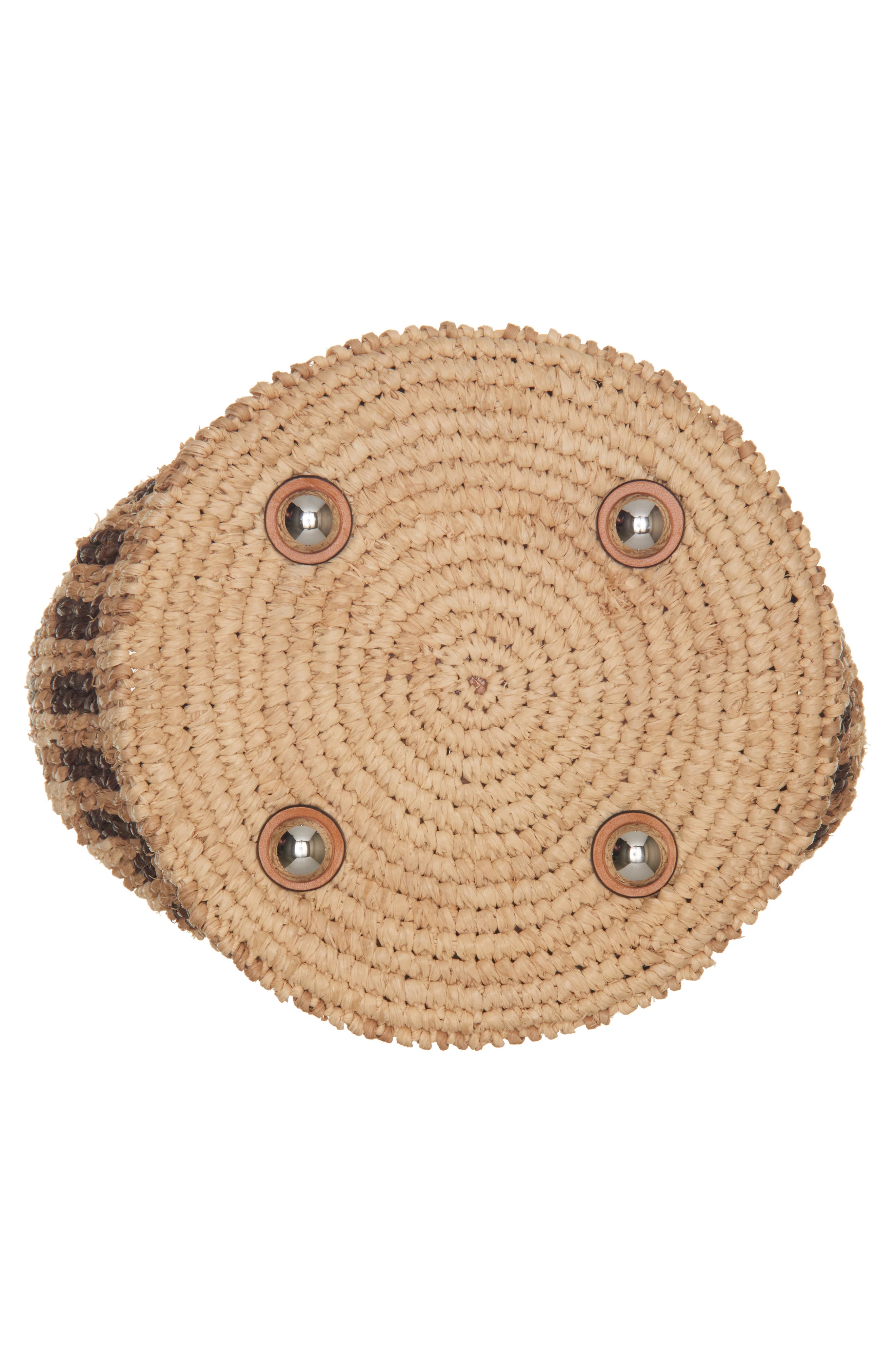 Valentino Garavani Small VLOGO Signature Crocheted Raffia Bucket Bag, Alternate, color, Beige/ Camel/ Selleria