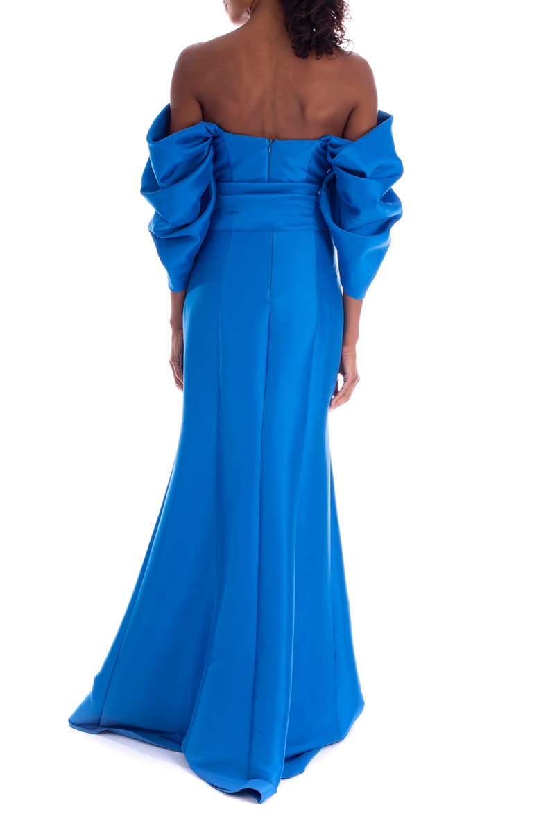 Badgley Mischka Collection Off the Shoulder Mikado Mermaid Gown, Alternate, color, 