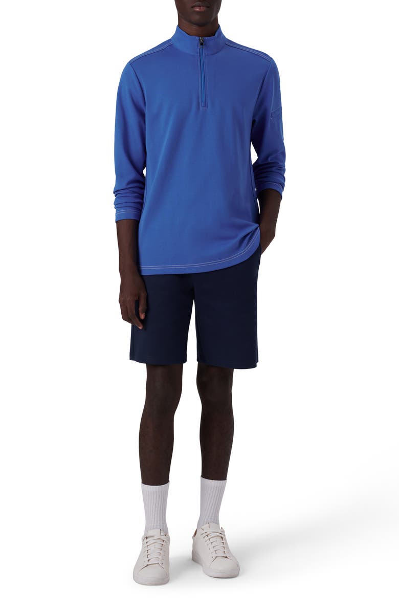 Bugatchi Quarter Zip Knit Pullover, Alternate, color, Classic Blue
