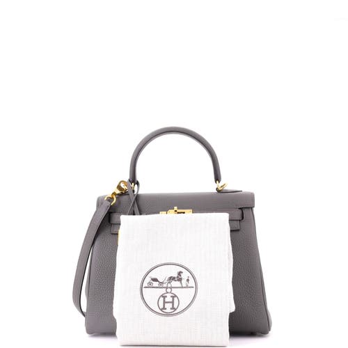 Pre-owned Hermes Hermes Kelly Handbag Grey Togo With Gold Hardware 25 In Gray